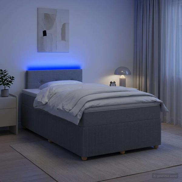 Boxspringbett mit Matratze Hellgrau 120 x 190 cm Stoff