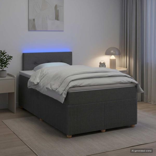 ARDEBO.de - Boxspringbett mit Matratze Dunkelgrau 120 x 190 cm Stoff