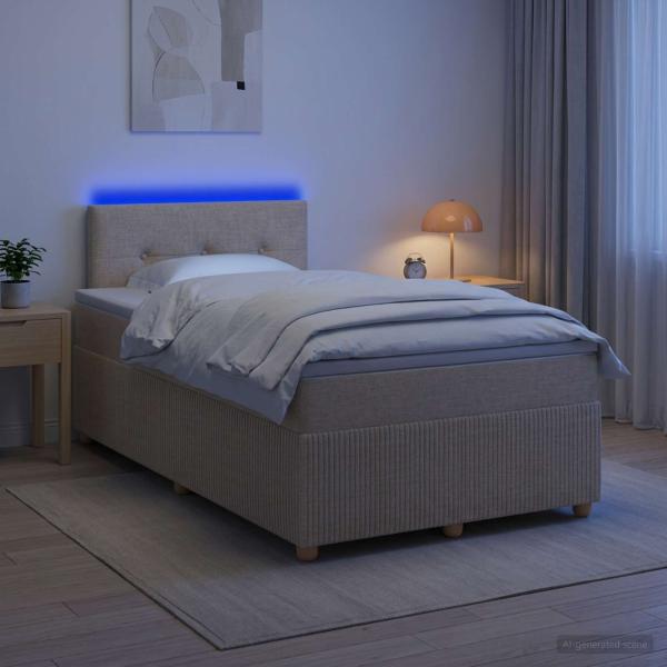 ARDEBO.de - Boxspringbett mit Matratze Creme 120 x 190 cm Stoff