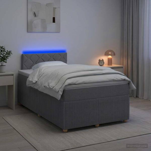 Boxspringbett mit Matratze Hellgrau 120 x 190 cm Stoff