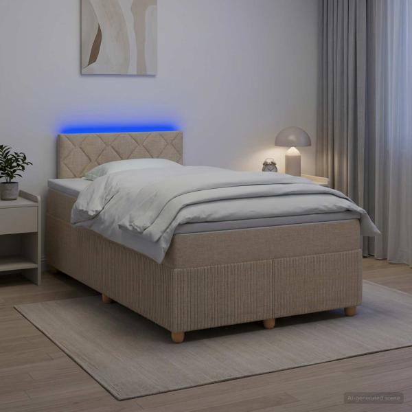 ARDEBO.de - Boxspringbett mit Matratze Creme 120 x 190 cm Stoff