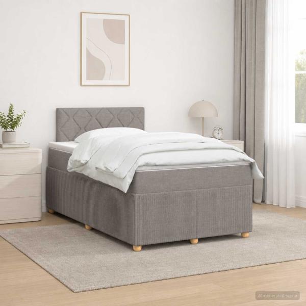ARDEBO.de - Boxspringbett mit Matratze Taupe 120 x 200 cm Stoff