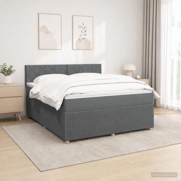 ARDEBO.de - Boxspringbett mit Matratze Dunkelgrau 140 x 190 cm Stoff