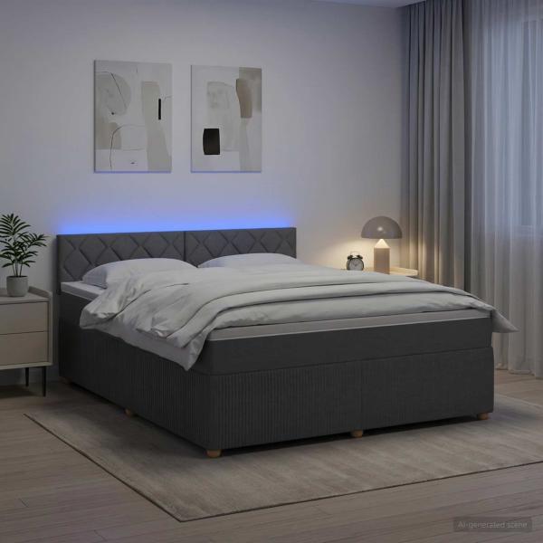Boxspringbett mit Matratze Dunkelgrau 140 x 190 cm Stoff