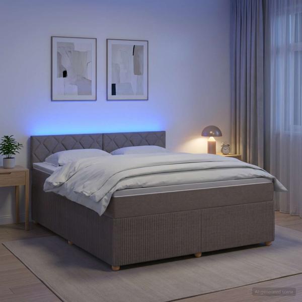 ARDEBO.de - Boxspringbett mit Matratze Taupe 180 x 200 cm Stoff