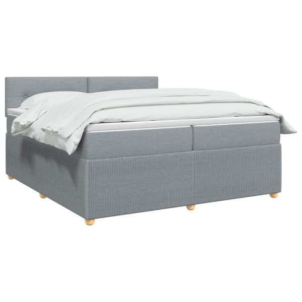 Boxspringbett mit Matratze Hellgrau 200 x 200 cm Stoff