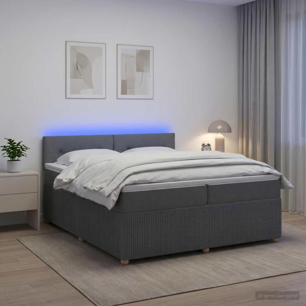 ARDEBO.de - Boxspringbett mit Matratze Dunkelgrau 200 x 200 cm Stoff