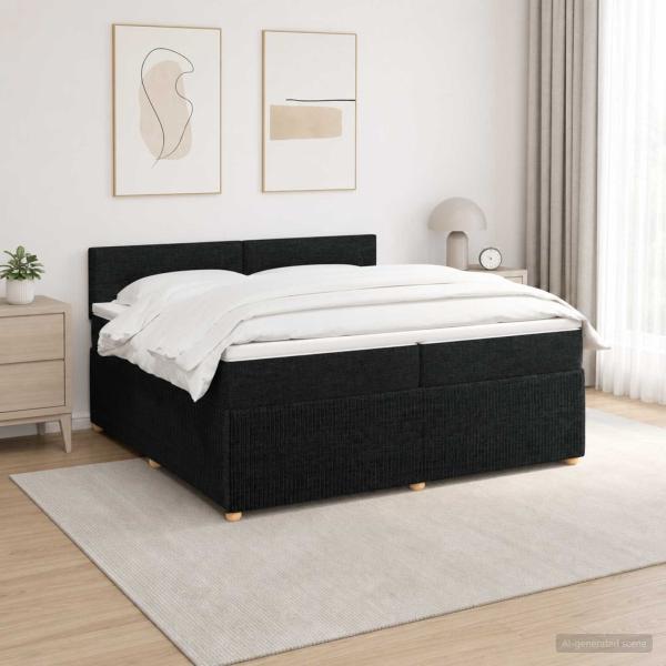 ARDEBO.de - Boxspringbett mit Matratze Schwarz 200 x 200 cm Stoff