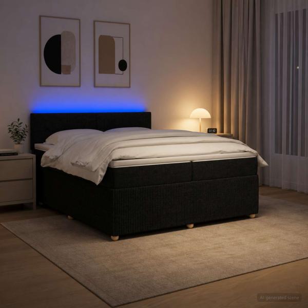 Boxspringbett mit Matratze Schwarz 200 x 200 cm Stoff