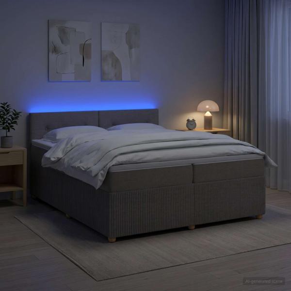 ARDEBO.de - Boxspringbett mit Matratze Taupe 200 x 200 cm Stoff