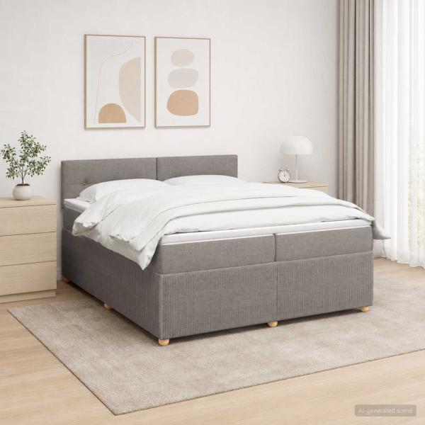 Boxspringbett mit Matratze Taupe 200 x 200 cm Stoff