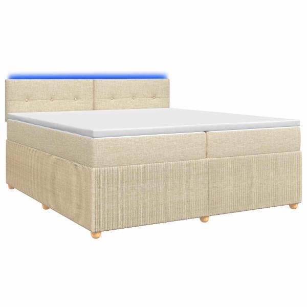 Boxspringbett mit Matratze Creme 200 x 200 cm Stoff