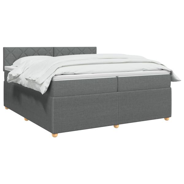 Boxspringbett mit Matratze Dunkelgrau 200 x 200 cm Stoff