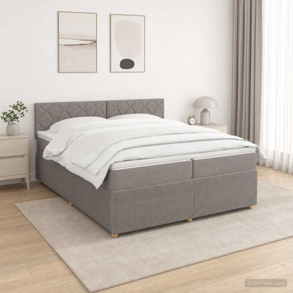 Boxspringbett mit Matratze Taupe 200 x 200 cm Stoff