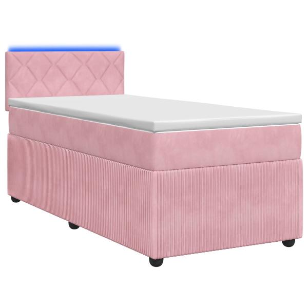 Boxspringbett mit Matratze mit Kopfteil Rosa 90 x 190 cm Samt