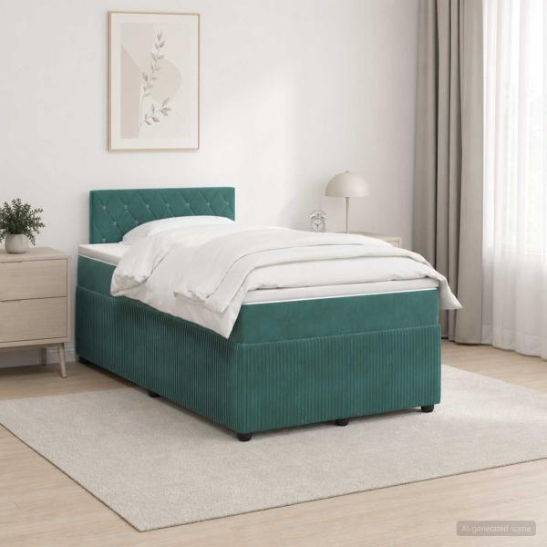 Boxspringbett mit Matratze Dunkelgrün 120 x 190 cm Samt