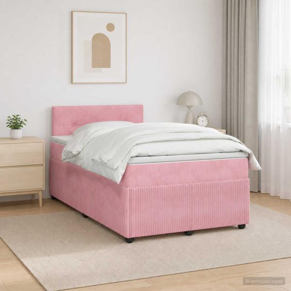 ARDEBO.de - Boxspringbett mit Matratze mit Kopfteil Rosa 120 x 190 cm Samt