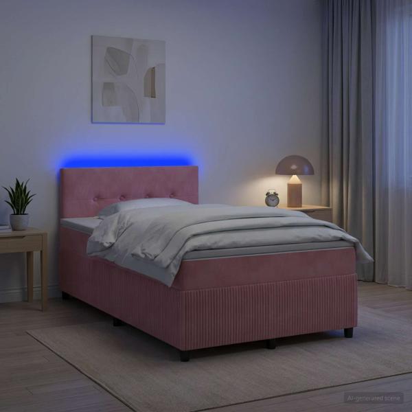 Boxspringbett mit Matratze mit Kopfteil Rosa 120 x 190 cm Samt