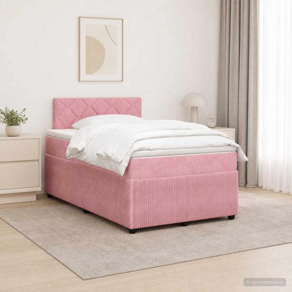 Boxspringbett mit Matratze mit Kopfteil Rosa 120 x 190 cm Samt