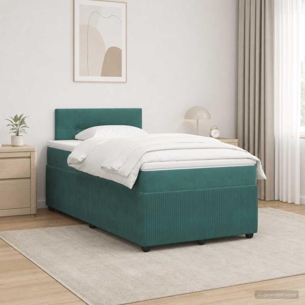 ARDEBO.de - Boxspringbett mit Matratze Dunkelgrün 120 x 200 cm Samt
