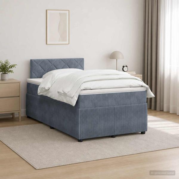 ARDEBO.de - Boxspringbett mit Matratze Dunkelgrau 120 x 200 cm Samt