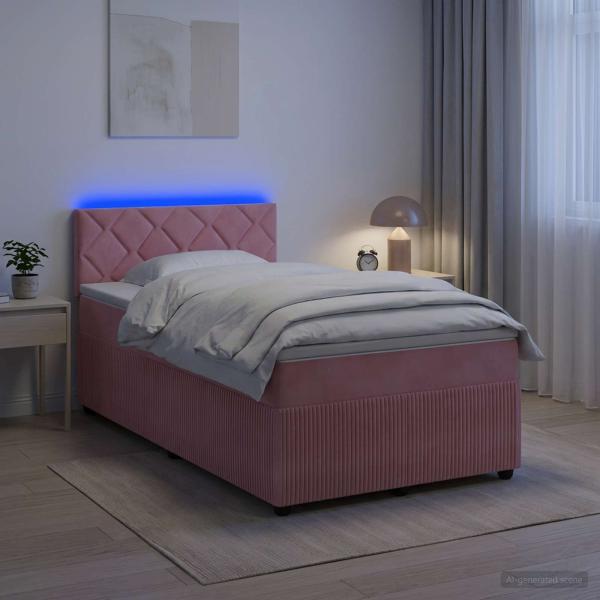 ARDEBO.de - Boxspringbett mit Matratze mit Kopfteil Rosa 120 x 200 cm Samt