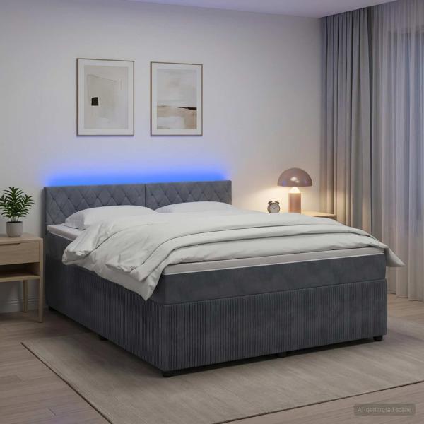 ARDEBO.de - Boxspringbett mit Matratze Dunkelgrau 140 x 190 cm Samt