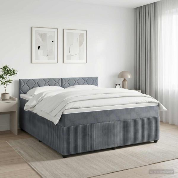 ARDEBO.de - Boxspringbett mit Matratze Dunkelgrau 140 x 190 cm Samt
