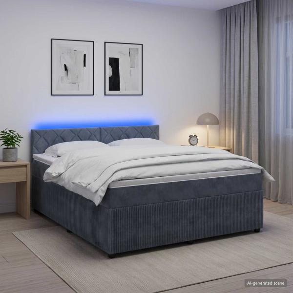 Boxspringbett mit Matratze Dunkelgrau 140 x 190 cm Samt