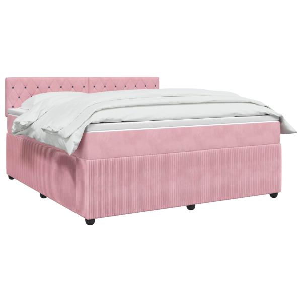 Boxspringbett mit Matratze mit Kopfteil Rosa 160 x 200 cm Samt