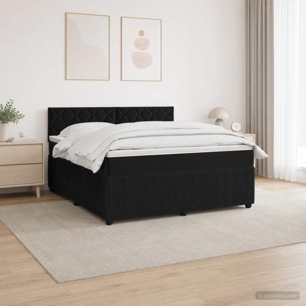 ARDEBO.de - Boxspringbett mit Matratze Schwarz 160 x 200 cm Samt