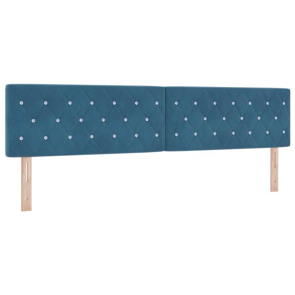 Boxspringbett mit Matratze mit Kopfteil Blau 200 x 200 cm Samt
