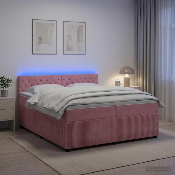 ARDEBO.de - Boxspringbett mit Matratze mit Kopfteil Rosa 200 x 200 cm Samt