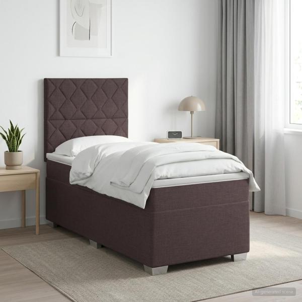 ARDEBO.de - Boxspringbett mit Matratze Dunkelbraun 80 x 200 cm Stoff