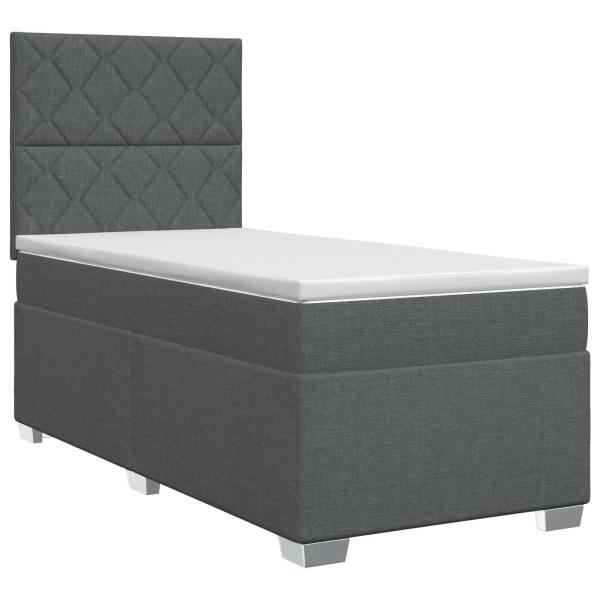 Boxspringbett mit Matratze Dunkelgrau 90 x 200 cm Stoff
