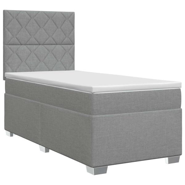 Boxspringbett mit Matratze Hellgrau 100 x 200 cm Stoff