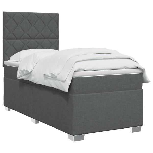 Boxspringbett mit Matratze Dunkelgrau 100 x 200 cm Stoff
