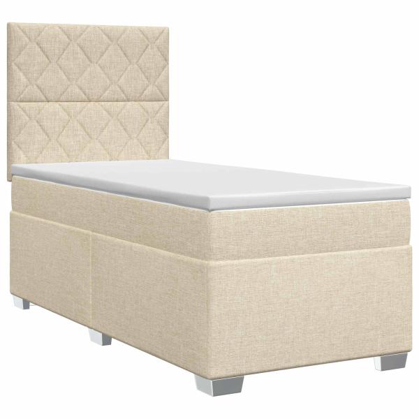 Boxspringbett mit Matratze Creme 100 x 200 cm Stoff