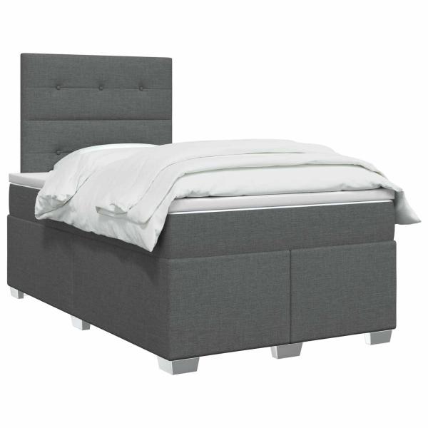 Boxspringbett mit Matratze Dunkelgrau 120 x 190 cm Stoff