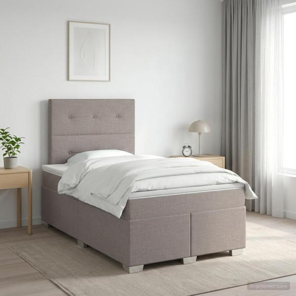 ARDEBO.de - Boxspringbett mit Matratze Taupe 120 x 190 cm Stoff