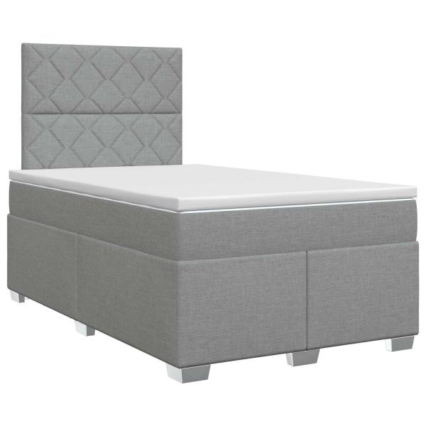 Boxspringbett mit Matratze Hellgrau 120 x 190 cm Stoff
