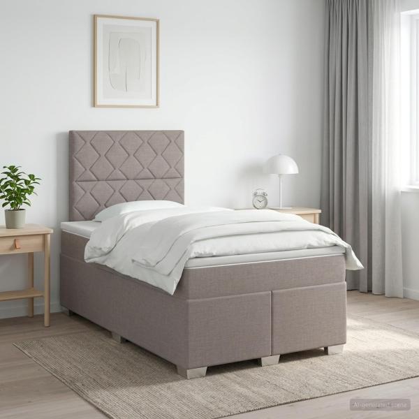 ARDEBO.de - Boxspringbett mit Matratze Taupe 120 x 190 cm Stoff