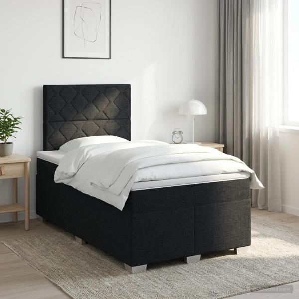 ARDEBO.de - Boxspringbett mit Matratze Schwarz 120 x 200 cm Stoff