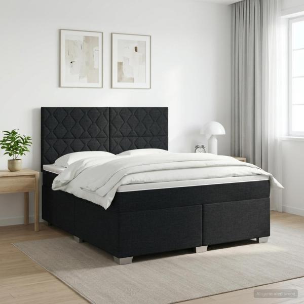 ARDEBO.de - Boxspringbett mit Matratze Schwarz 140 x 190 cm Stoff
