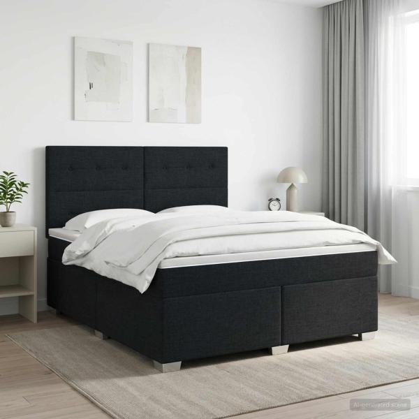ARDEBO.de - Boxspringbett mit Matratze Schwarz 140 x 200 cm Stoff