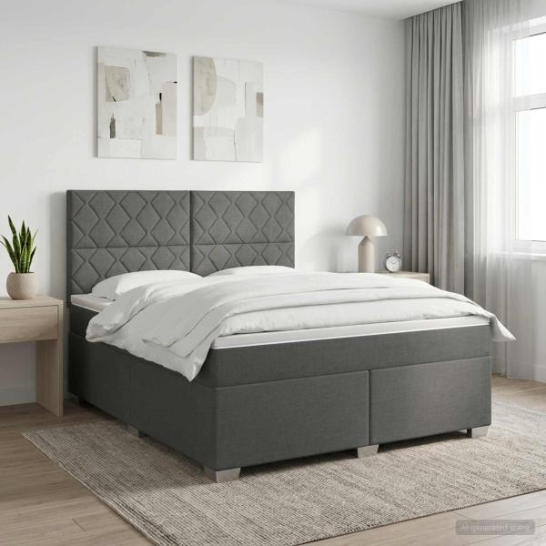 ARDEBO.de - Boxspringbett mit Matratze Dunkelgrau 140 x 200 cm Stoff