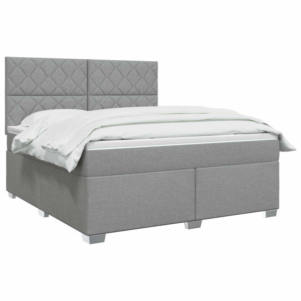 Boxspringbett mit Matratze Hellgrau 160 x 200 cm Stoff