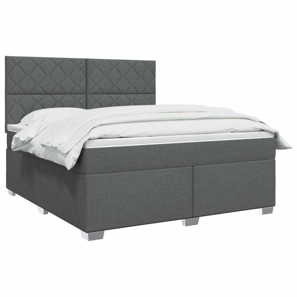 Boxspringbett mit Matratze Dunkelgrau 160 x 200 cm Stoff