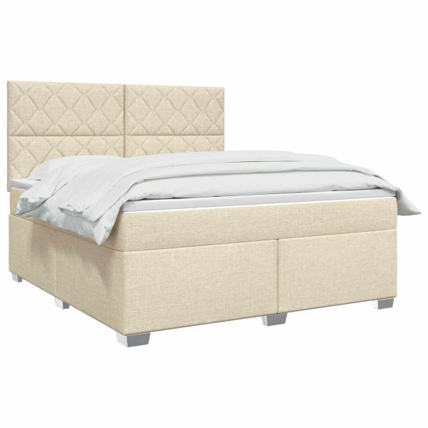Boxspringbett mit Matratze Creme 160 x 200 cm Stoff