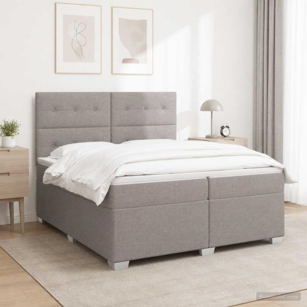 ARDEBO.de - Boxspringbett mit Matratze Taupe 200 x 200 cm Stoff